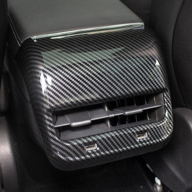 Carbon Fiber Style ABS Rear Air Vent Outlet Cover Trim For Tesla Model 3& Y - Image 2